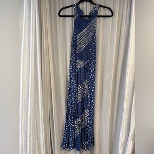Japna Blue and White Textured Dress